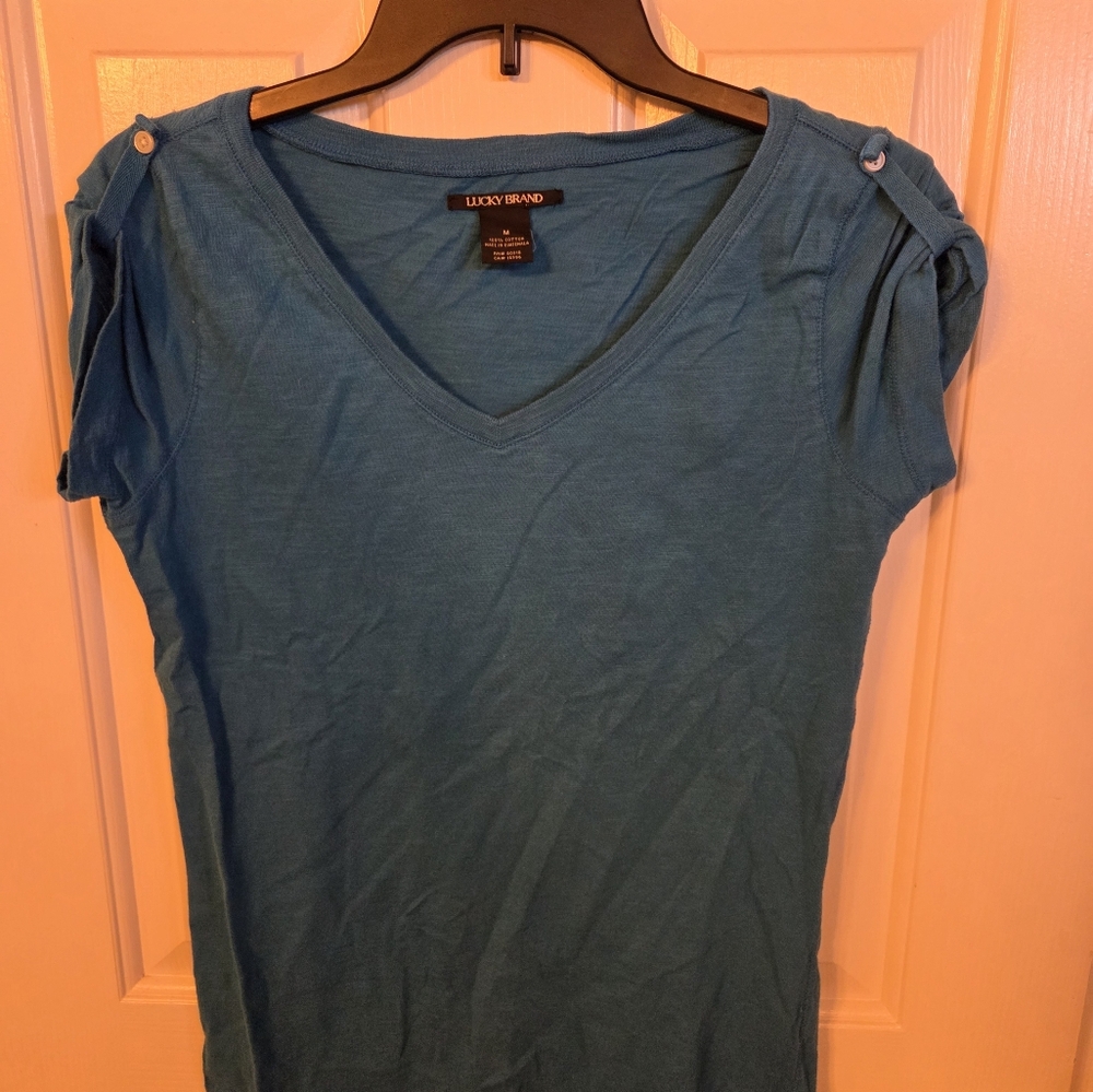 Lucky Brand Blue Fitted T-Shirt Short Sleeve